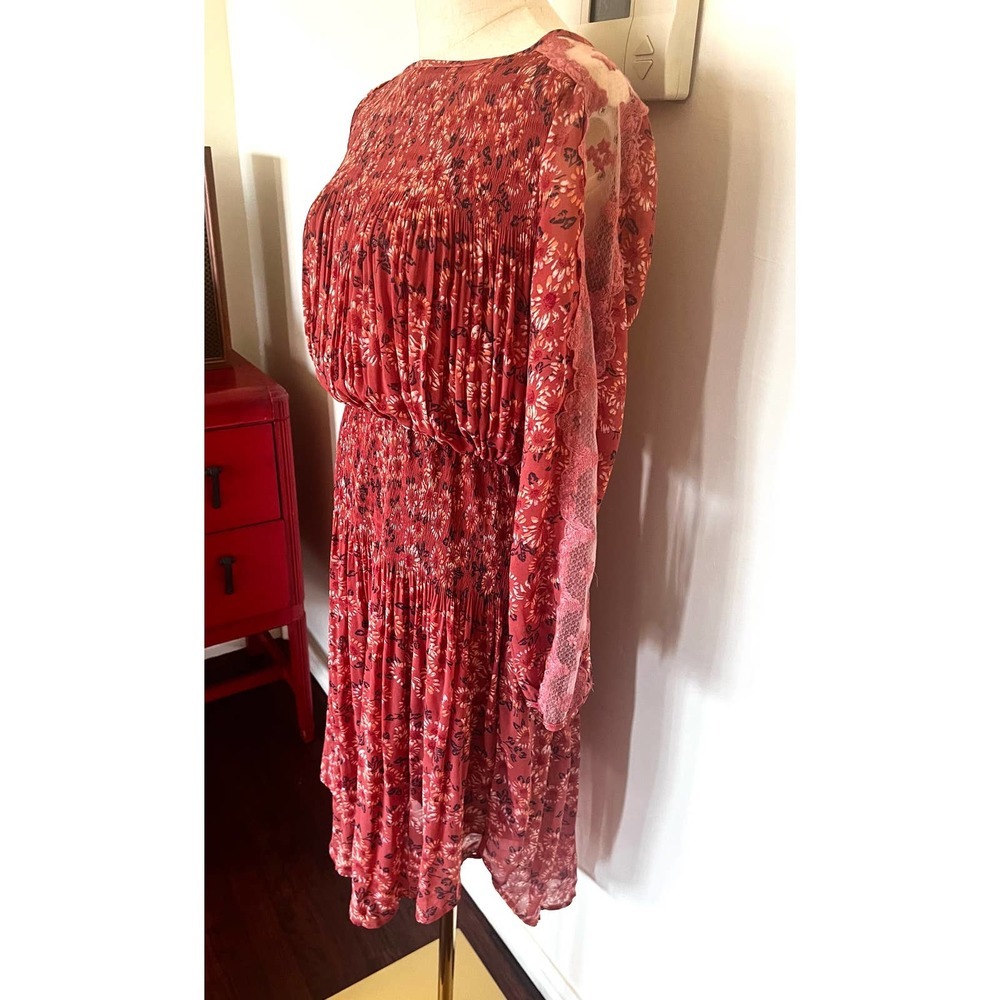 FREE PEOPLE Charlotte Open Waters Floral Boho Pleated Midi Dress - Picture 6 of 16